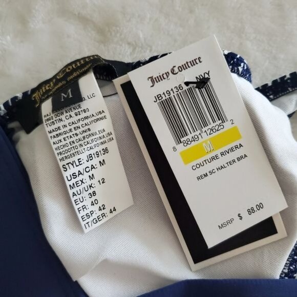 Juicy Couture Swim Set Couture Riviera Tie Side Bikini & Halter Bra Sz Medium - Picture 5 of 6